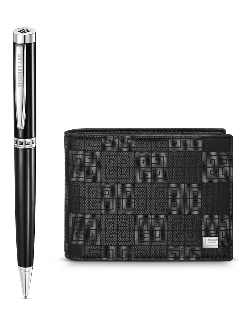 POLICE Romain Twist Ballpoint Pen &amp; Bifold Wallet Gift Set for Men